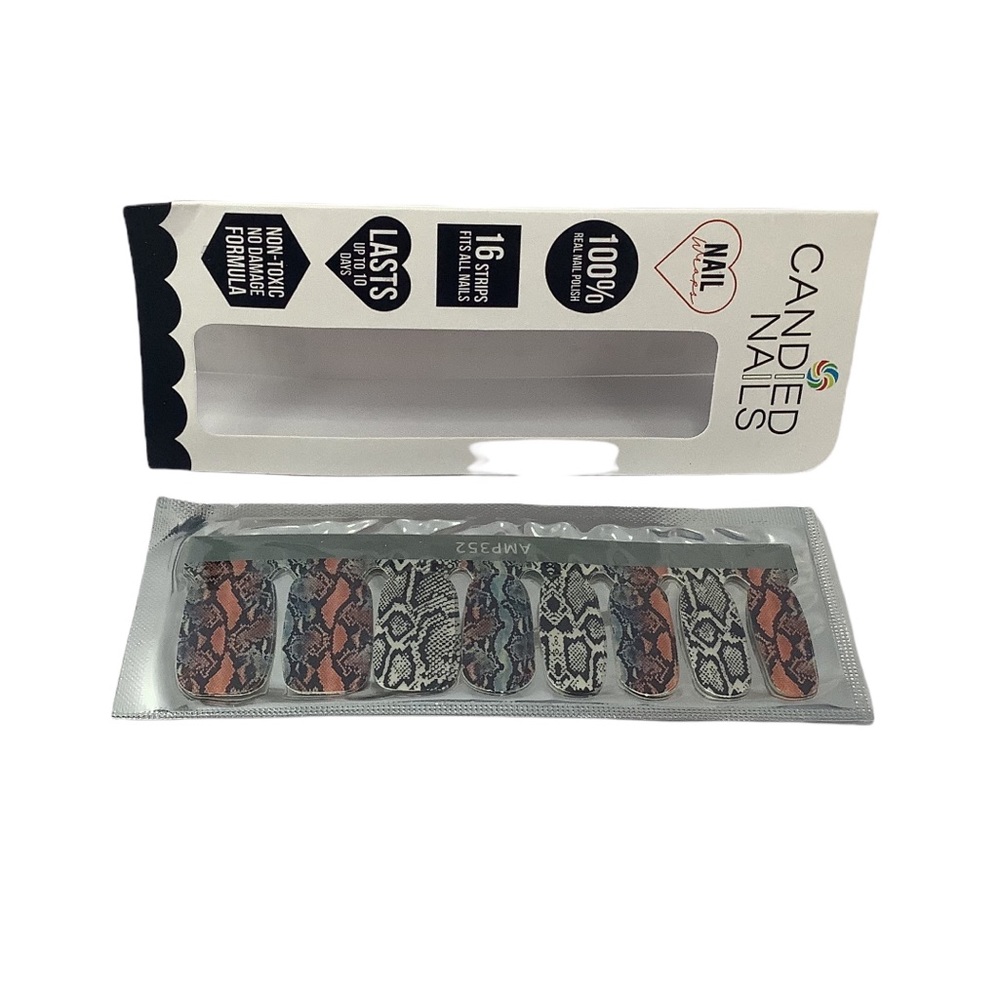 Candied Nails Copper Cobra Snake Reptile Nail Wraps 16 Pc Set Non-Toxic Adult - Picture 3 of 4